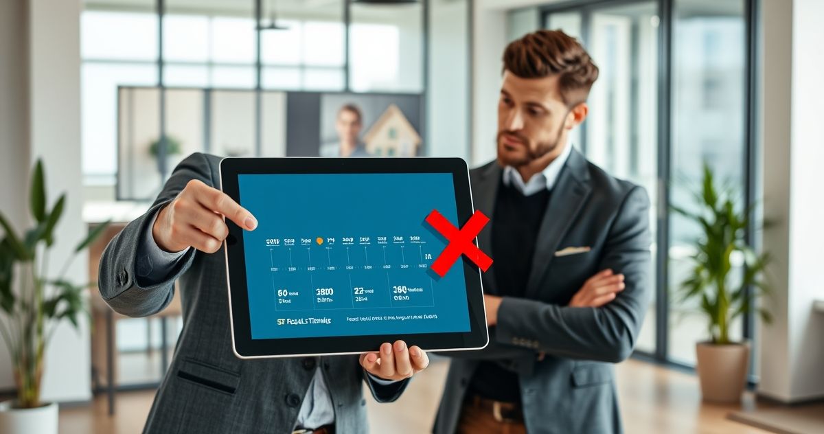 Image illustrating the FHA Anti-Flipping Rule, showing a real estate professional pausing a quick property sale on a digital screen.