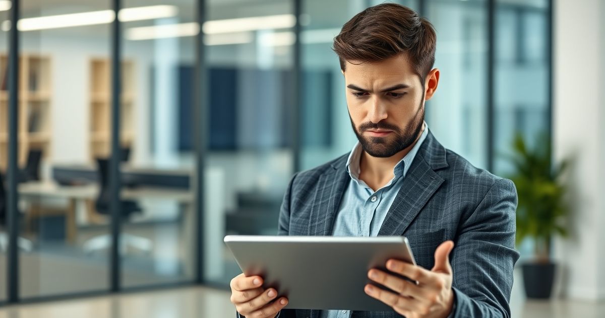 A financial professional reviewing a loan disbursement tracking form on a tablet