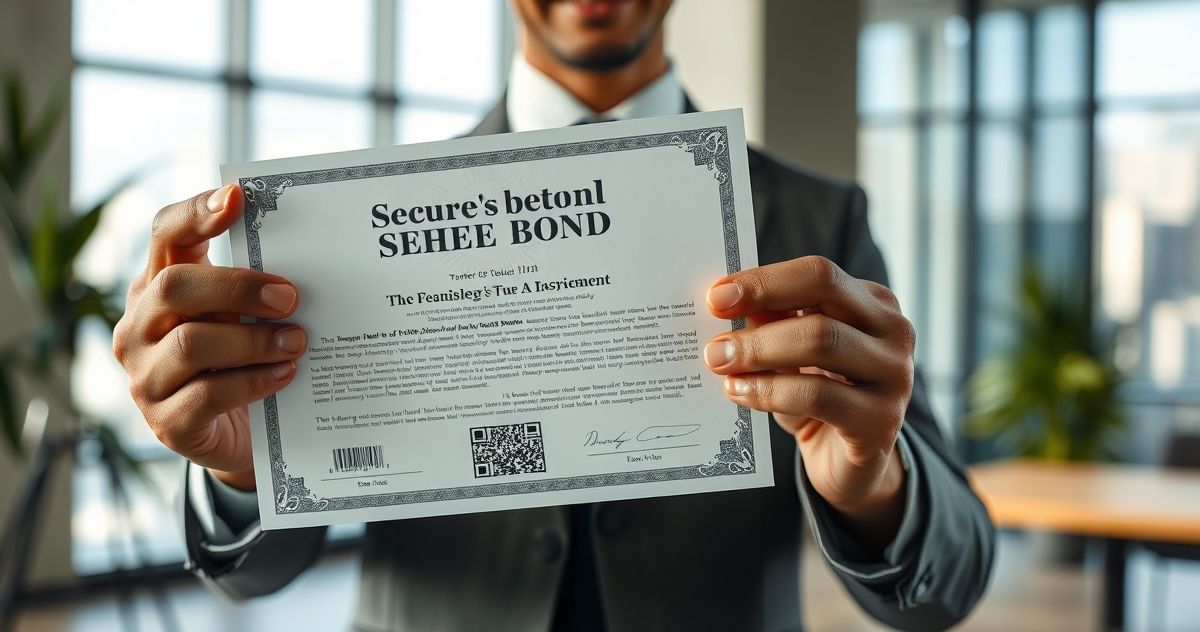 Close-up of Series EE Bond certificate held by a professional in modern office