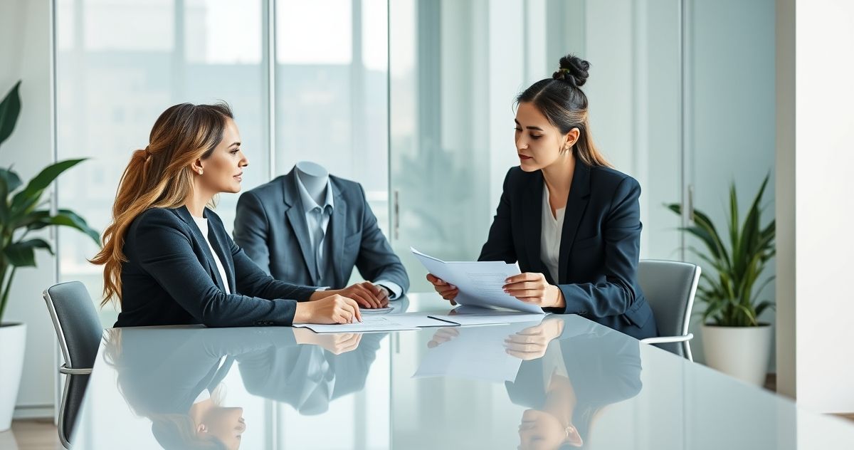 National Taxpayer Advocate consulting a diverse couple in a modern office setting
