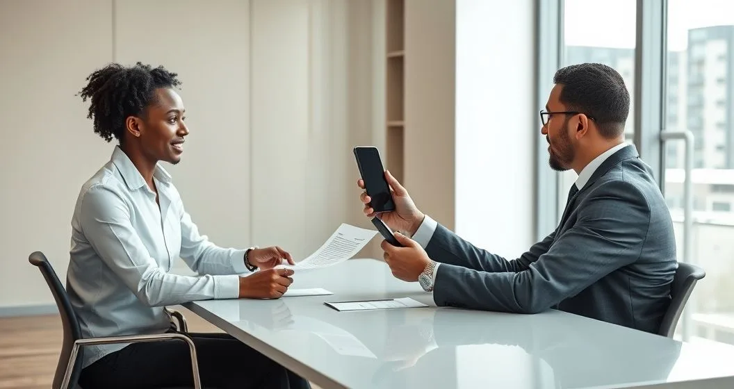 Consumer with attorney reviewing a debt notice in a modern office to request validation and learn about collection rights
