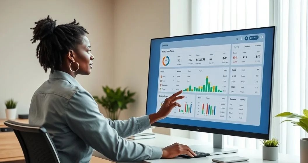 A person using a budgeting dashboard that automatically reallocates income between essentials savings and discretionary accounts