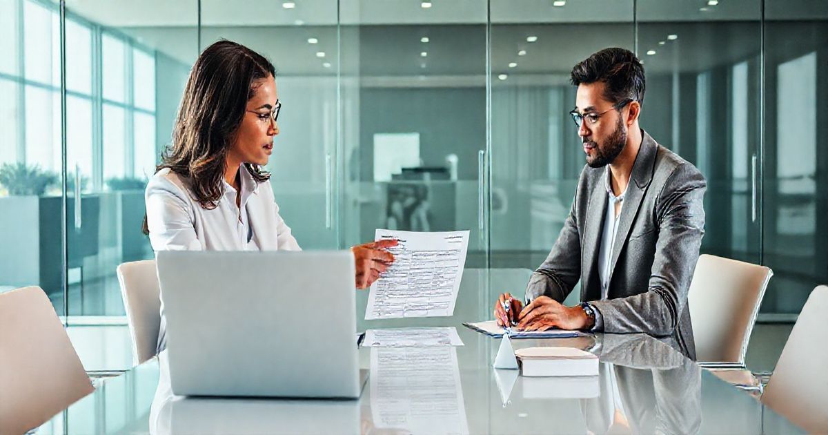 Tax advisor and client reviewing a printed Form 1040 X at a conference table with a laptop and a small calendar indicating a deadline