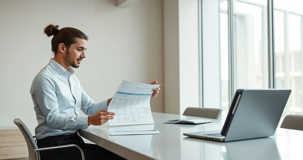 Payroll manager and accountant compare a printed deposit schedule and a tablet reconciliation dashboard at a conference table with a laptop showing a bank transfer confirmation