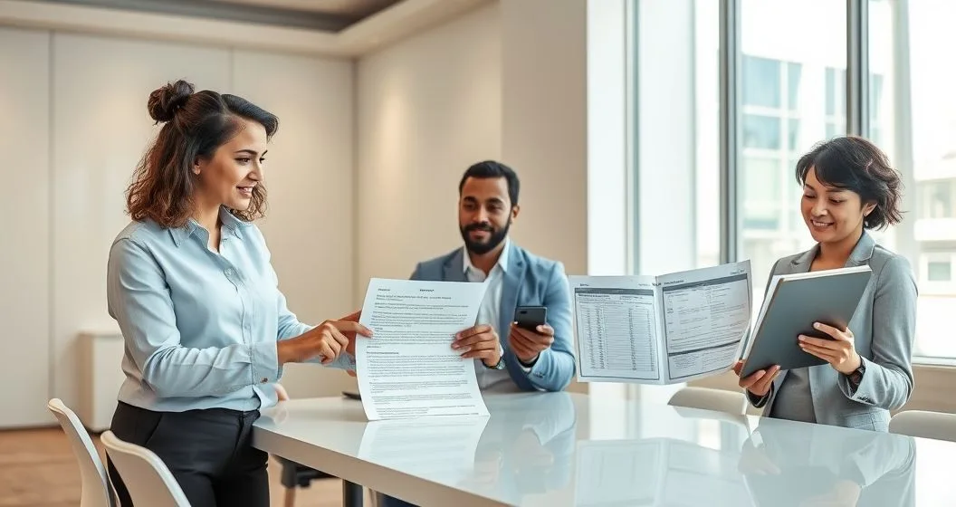 Financial advisor reviews a loan discharge refund and potential tax consequences with a borrower holding a phone showing a refund notification and a tax summary on the table