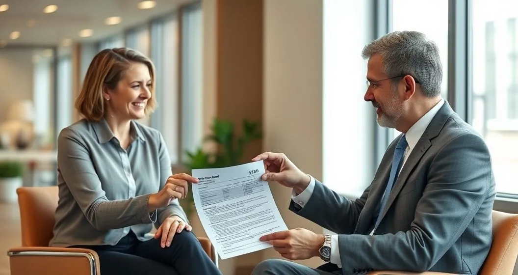 A taxpayer receiving a completed Form 8379 from a tax advisor who points to the portion of a joint refund allocated to the injured spouse