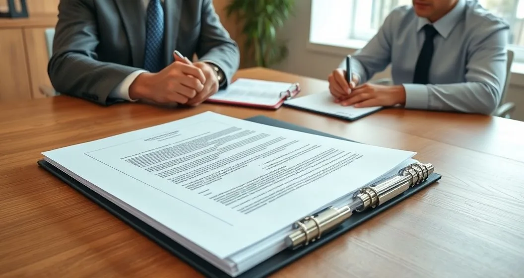Tax professional assembling a neat response package with a cover letter, numbered tabs, and tax returns on a minimalist desk while a client reviews.